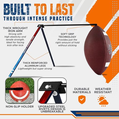 True Strike Pro Football Kicking Tee - Ultimate Football Tee Compatible with All Ball Sizes, Bonus Goal Kicking Tracker, Field Goal Football Holder in Kuwait