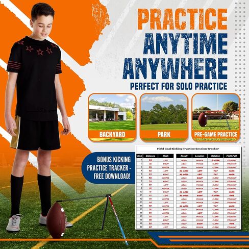 True Strike Pro Football Kicking Tee - Ultimate Football Tee Compatible with All Ball Sizes, Bonus Goal Kicking Tracker, Field Goal Football Holder in Kuwait