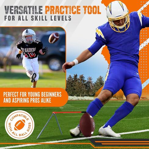 True Strike Pro Football Kicking Tee - Ultimate Football Tee Compatible with All Ball Sizes, Bonus Goal Kicking Tracker, Field Goal Football Holder in Kuwait