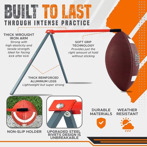 True Strike Pro Football Kicking Tee - Ultimate Football Tee Compatible with All Ball Sizes, Bonus Goal Kicking Tracker, Field Goal Football Holder in Kuwait