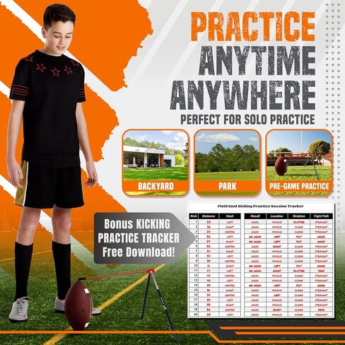 True Strike Pro Football Kicking Tee - Ultimate Football Tee Compatible with All Ball Sizes, Bonus Goal Kicking Tracker, Field Goal Football Holder in Kuwait