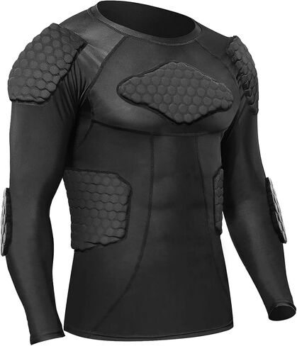 Mens Padded Compression Shirt Football Rib Protectors - Mens Long Sleeve Padded Football Shirt Protective Gear Chest Rib Protectors in Kuwait
