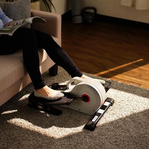 Sunny Health & Fitness Sitting Under Desk Elliptical Exerciser, Portable Pedal Training Machine for Senior Exercise, Peddler for Home Workout, Optional Free SunnyFit App, Magnetic, Motorized & In Pink in Saudi Arabia