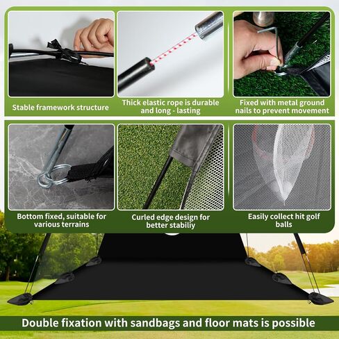 Golf Net: 10x7ft Golf Practice Net with Three-in-One Thickened Golf Hitting Mat，Multi Target All in One Indoor and Outdoor Golf Hitting Practice Net，Golf Gifts in Saudi Arabia