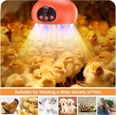 Chicken Coop Heater Lamps,200W-500W,Overheat Protection,E26/E27 Bulb Light, Reptile Heating Lamp 3-6-9-12 Hours Timer, Protable Greenhouse Heater for Outdoor Chicken Coop Indoor Rabbits Dog Cats in Saudi Arabia