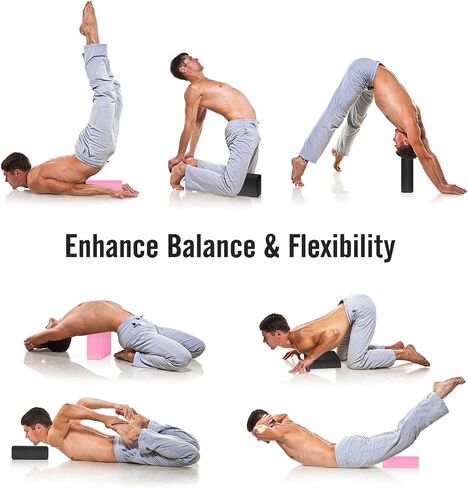 MoKo Thin Yoga Blocks 2 Pack, 9" x 6" x 3" High Density EVA Foam Yoga Block Exercise Bricks, Eco Friendly & Lightweight, Increase Flexibility & Balance, Great for Stretching & Holding Poses in Saudi Arabia