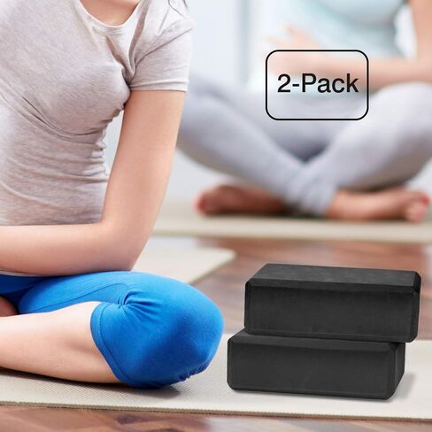 MoKo Thin Yoga Blocks 2 Pack, 9" x 6" x 3" High Density EVA Foam Yoga Block Exercise Bricks, Eco Friendly & Lightweight, Increase Flexibility & Balance, Great for Stretching & Holding Poses in Kuwait