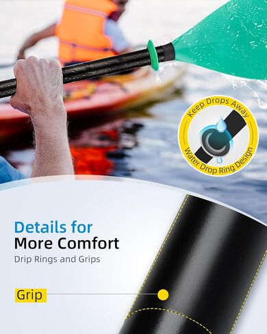 OCEANBROAD Kayak Paddle 86in/218cm, 90.5in/230cm Alloy Shaft 2-Piece Floatable Kayak Oar for Kayaking Canoeing Boating in Kuwait