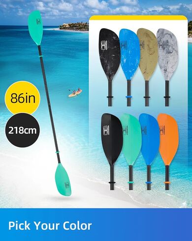 OCEANBROAD Kayak Paddle 86in/218cm, 90.5in/230cm Alloy Shaft 2-Piece Floatable Kayak Oar for Kayaking Canoeing Boating in Kuwait
