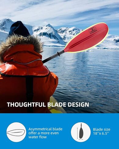 OCEANBROAD Kayak Paddle 86in/218cm, 90.5in/230cm, 95in/241cm Alloy Shaft Kayaking Boating Canoeing Oar with Paddle Leash 1 Paddle in Saudi Arabia