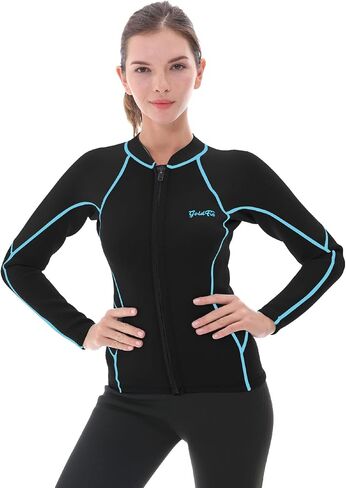 GoldFin Wetsuit Top Women, 2mm Wetsuits Jacket Long Sleeve Neoprene Tops for Water Aerobics Diving Surfing Swimming in Kuwait