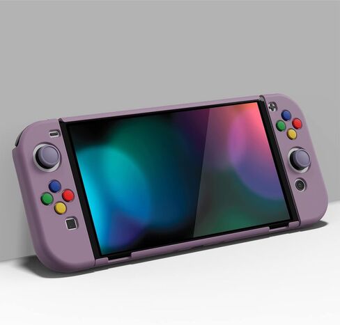 PlayVital AlterGrips Protective Case for Nintendo Switch OLED, Dockable Grip Cover for Nintendo Switch OLED Joycon w/Thumb Grips & Button Caps - Glossy Chameleon Green Purple in Saudi Arabia