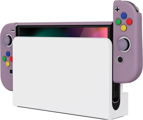 PlayVital AlterGrips Protective Case for Nintendo Switch OLED, Dockable Grip Cover for Nintendo Switch OLED Joycon w/Thumb Grips & Button Caps - Glossy Chameleon Green Purple in Saudi Arabia