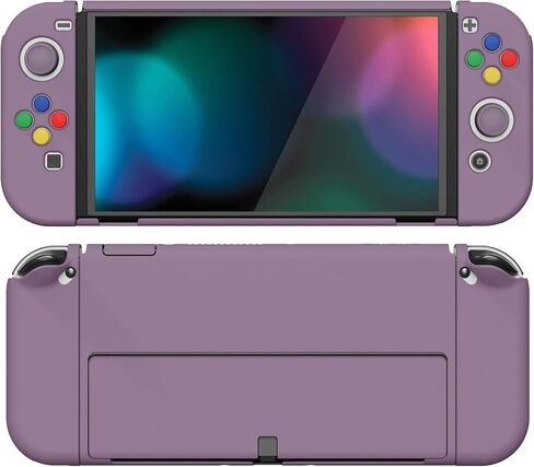 PlayVital AlterGrips Protective Case for Nintendo Switch OLED, Dockable Grip Cover for Nintendo Switch OLED Joycon w/Thumb Grips & Button Caps - Glossy Chameleon Green Purple in Saudi Arabia