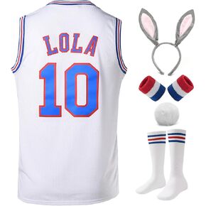 Youth Basketball Jerseys #10 Lola #1 Bugs Space Movie Sports Shirts for Kids 90s Hiphop Party Clothing White