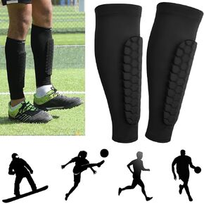 Ski Shin Guards,Soccer Shin Guard Sleeves,Shin Pads for Kids and Aldult,Shin Guards with Honeycomb Compression Sleeve,Superior Protection for Soccer, Football(Size L,Black)