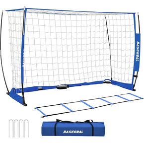 Soccer Goal,Soccer Net,Soccer Goals for Backyard,with Bow Frame,Collapsible Metal Base and Agility Ladder