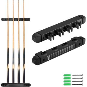 Pool Cue Rack Wall Mounted Rack Billiard/Pool Cue Wall Rack Cue Rest Cue Stick Holder (Black / 6 Cues)