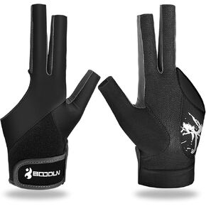 YFY Billiard Pool Gloves for Left Hand 3 Finger, Splicing Process, Snooker Cue Sport Glove Popular Sizes for Men & Women
