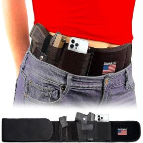 Belly Band Holster for Men and Women - DAWALU Gun Holster. Fits Smith and Wesson, Shield, Glock 19, 17, 42, 43, P238, Ruger LCP, and Similar Guns