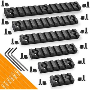 FNETUK Single Keymod Picatinny Rails Set 3 5 7 9 11 13 Slot with 13 T-Nuts & 13 Screws, 3 Allen Wrench - Black