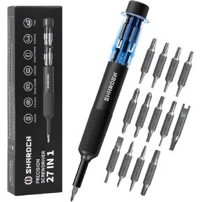 Sharden 27-in-1 Precision Screwdriver Set Multi Bit Small Screwdriver Magnetic Mini Screwdriver Set Pen Style Manual Repair Tool Kit for Eyeglass, Watch, Computer, Jewelers, Laptop, Electronics, Phone