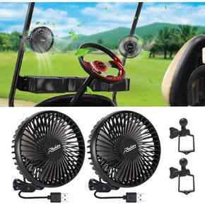 Roykaw Golf Cart Fan Portable USB Input Compatible with EZGO Club Car Yamaha, 3-Speed Settings, 360 Degree Rotation, Long Lasting, Low Noise Designed, Quick Release & Won't Fall Off