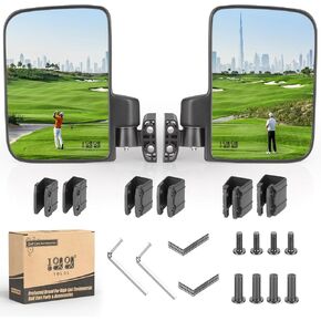 10L0L Golf Cart Mirror No Drilling Side Mirrors Universal for Yamaha, Club Car, EZGO, Folding Side Rear View Mirrors Adjustable 180 Degree HD Glass