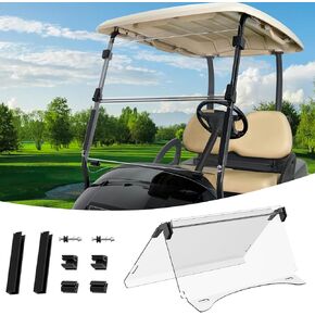 Club Car Windshield, Golf Cart Windshield Compatible with Club Car Precedent, Tempo, Onward 2004-Up Gas and Electric Golf Carts, Clear Foldable Windshield UV Protection and Impact Resistant