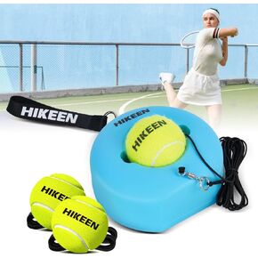 Hikeen Premium Tennis Trainer Rebound with Metal Base,Portable Solo Tennis Trainer Set with 3 Highly Elastic String Balls,Tennis Practice Equipment for Adult Kids and Beginners