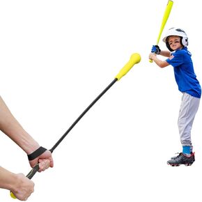 Baseball Hitting Stick,Batting Practice Equipment for Baseball and Softball,Extended Handlebar with Grip Strap,Ideal One-on-One Baseball Training Equipment