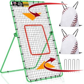 𝑵𝑬𝑾 [3-in-1] Pitch Back Rebounder Practice Net, 7x4 FT Adjustable Bounce Back Return Net for Volleyball Softball Lacrosse Soccer Baseball Throwback Trainer Gifts, Profession Training Machine
