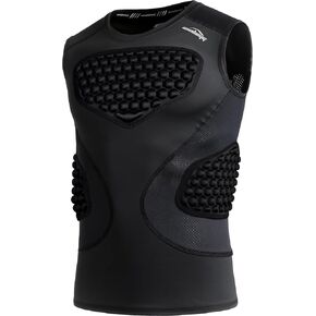 COOLOMG Mens Baseball Chest Rib Protector Adult Football Padded Compression Shirt Heart Sternum Guard for Rugby Lacrosse
