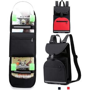 Foldable Skateboard Backpack Bag Carrier with Adjustable Shoulder Straps for Double Kick Longboard Electric Skateboard, Unisex