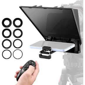 VEVOR Teleprompter, 13" Aluminum Alloy, Floor Type with Adjustable Angle Spectroscope, Remote Control, for YouTube, Twitch, Zoom, Supports DSLR/Webcam/Smartphone, for Video Recording/Live Streaming