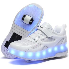 Ufatansy Roller Shoes Girls Boys Sneakers with Wheels Roller Skate Shoes USB Charging with LED Light Up Shinny Skates for Beginner Trainers Kids Lightweight Breatheable Shoe Footwear