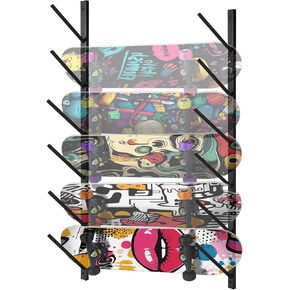 Skateboard Rack,Skateboard Wall Mount,Snowboard Rack,Skateboard Display Holder Wall Mount,Ski Storage Rack for Garage,Skateboard Stand Holds Six Longboard