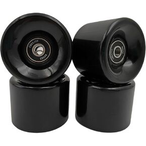 Skateboard Wheels, 60mm 95a with Bearings, Set of 4 (Black)