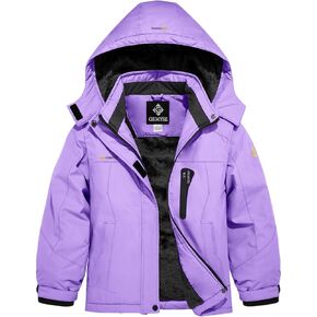 GEMYSE Girl's Waterproof Ski Snow Jacket Hooded Fleece Lined Windproof Winter Jacket