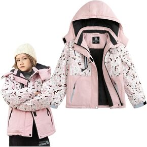 Simplee kids Girls Waterproof Ski Snow Jacket Fleece Raincoat Colorful Winter Coat Warm Hooded