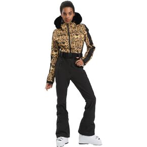 GSOU SNOW Womens Ski Suit One Piece Snowsuit Snowboard Slim Insulated Jumpsuit Jacket Waterproof Windproof for Outdoor Sports