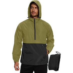 Avoogue Men's Rain Jacket Waterproof Lightweight windbreaker Packable Pullover for Hiking Golf Running