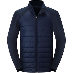 BALEAF Men's Running Jacket Lightweight Thumble Hole Warm Up Puffer Jacket Hybrid Thermal Coat Insulated Hiking Golf