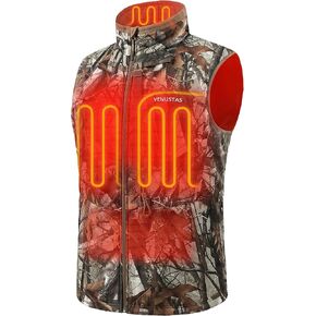 Venustas Heated Hunting Vest For Men, 20-Hour Runtime, Rechargeable Heated Camo Vest with Battery Included