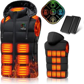 21 Heated Zones Heated Vest, Heated Vest for Men & Women with 2 Pcs 20000mAH 7.4V Battery Pack 5 in 1 Smart Controller