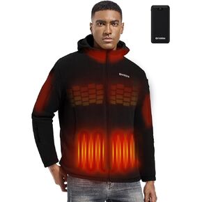 Men's Heated Fleece Jacket with 12V Battery Pack - Soft Fleece Electric Heating Coat with Hoodie Winter Outdoor-XL