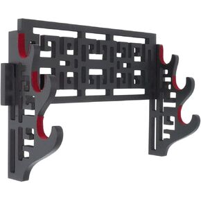 Eforlife Velvet Protect Sword Wall Mount Sword Holder Display Stand with Felt Strips for Katana Wakizashi Genji and Samurai Swords (4 Tier Bushido - 武)