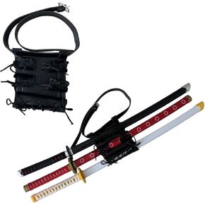 Sword Bag Adjustable Carry Case 3 Sword Holder Katana Frog Strap Belt Ring Leather Sword Holster Sword Holder Zoro Ninja Sword,for Cosplay Anime Costume