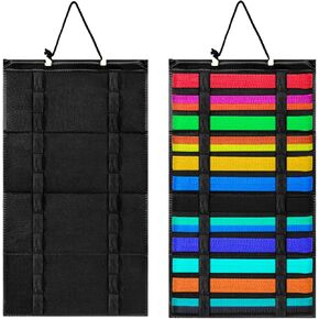 Karate Belt Display Rack with Wood Frame,12 Belts Taekwondo Belt Display, Comfort Felt Martial Arts Belt Display, Foldable Easy to Carry, For Martial Art Learner or Drumstick Enthusiast