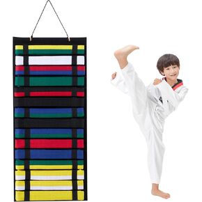 Taekwondo Belt Display Rack 15 Belts, Martial Arts Karate Belt Holder (No Accessories Included) (Black)